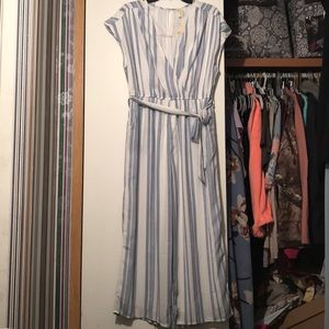NWT light blue striped jumpsuit